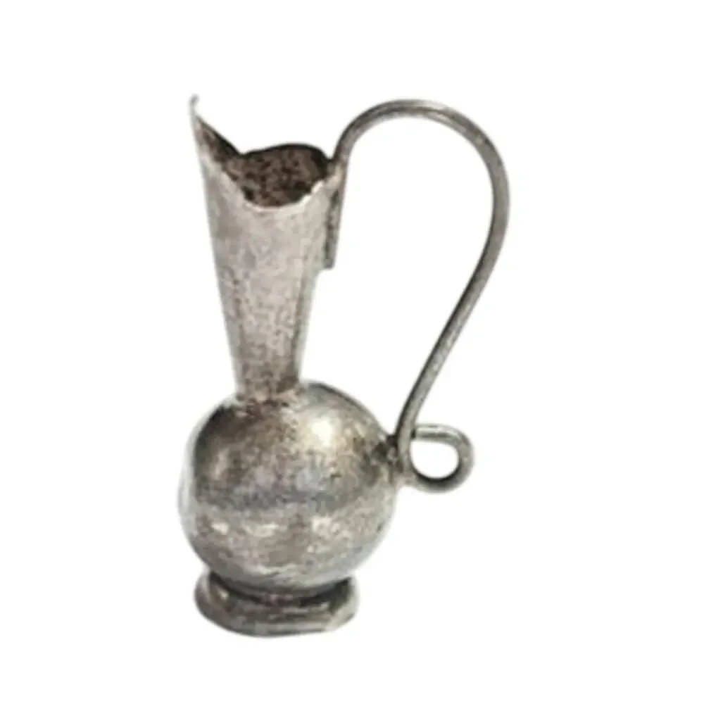Vintage Mexican Handmade Sterling Silver Jug Pitcher Charm Pendant
